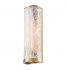 Skye 2 Light Wall Sconce, Brass with Wispy White Murano Style Glass-(AC12177BR)-Artcraft