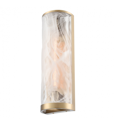 Skye 2 Light Wall Sconce, Brass with Wispy White Murano Style Glass-(AC12177BR)-Artcraft