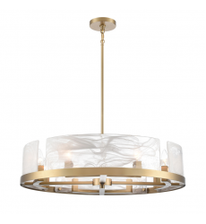 Skye 8 Light Chandelier, Brass with Wispy White Murano Style Glass-(AC12178BR)-Artcraft