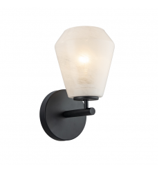 Brooke 1 Light Wall Sconce, Black with Wispy White Glassware-(AC12181BK)-Artcraft