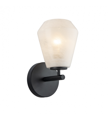 Brooke 1 Light Wall Sconce, Black with Wispy White Glassware-(AC12181BK)-Artcraft Brooke 1 Light Wall Sconce, Black with Wispy White Glassware-(AC12181BK)-Artcraft