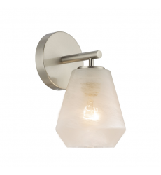 Brooke 1 Light Wall Sconce, Brushed Nickel with Wispy White Glassware-(AC12181BN)-Artcraft