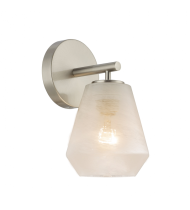 Brooke 1 Light Wall Sconce, Brushed Nickel with Wispy White Glassware-(AC12181BN)-Artcraft Brooke 1 Light Wall Sconce, Brushed Nickel with Wispy White Glassware-(AC12181BN)-Artcraft