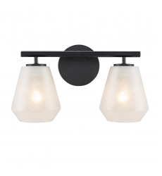 Brooke 2 Light Bathroom Vanity, Black with Wispy White Glassware-(AC12182BK)-Artcraft
