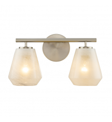 Brooke 2 Light Bathroom Vanity, Brushed Nickel with Wispy White Glassware-(AC12182BN)-Artcraft
