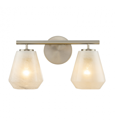 Brooke 2 Light Bathroom Vanity, Brushed Nickel with Wispy White Glassware-(AC12182BN)-Artcraft