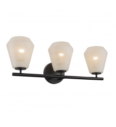 Brooke 3 Light Bathroom Vanity, Black with Wispy White Glassware-(AC12183BK)-Artcraft
