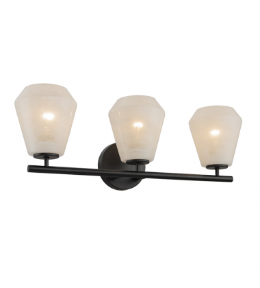 Brooke 3 Light Bathroom Vanity, Black with Wispy White Glassware-(AC12183BK)-Artcraft