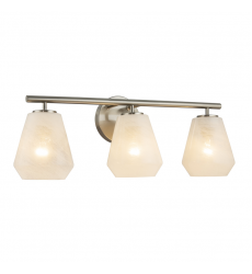 Brooke 3 Light Bathroom Vanity, Brushed Nickel with Wispy White Glassware-(AC12183BN)-Artcraft
