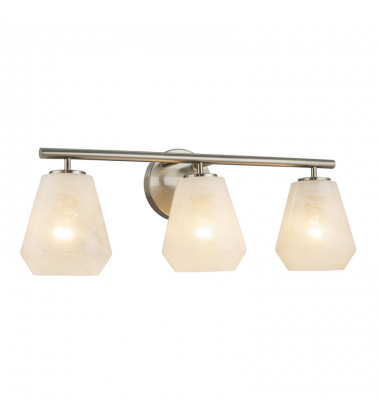 Brooke 3 Light Bathroom Vanity, Brushed Nickel with Wispy White Glassware-(AC12183BN)-Artcraft