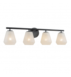 Brooke 4 Light Bathroom Vanity, Black with Wispy White Glassware-(AC12184BK)-Artcraft