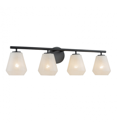 Brooke 4 Light Bathroom Vanity, Black with Wispy White Glassware-(AC12184BK)-Artcraft Brooke 4 Light Bathroom Vanity, Black with Wispy White Glassware-(AC12184BK)-Artcraft