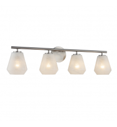 Brooke 4 Light Bathroom Vanity, Brushed Nickel with Wispy White Glassware-(AC12184BN)-Artcraft