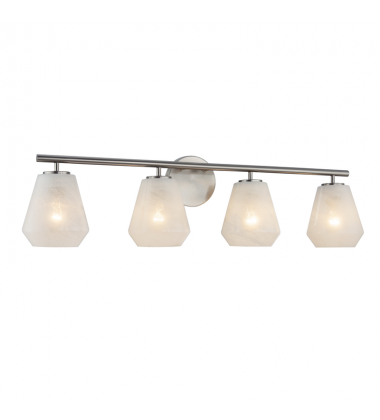 Brooke 4 Light Bathroom Vanity, Brushed Nickel with Wispy White Glassware-(AC12184BN)-Artcraft