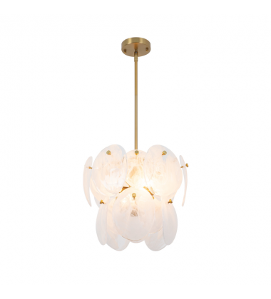 Lily 4 Light Pendant, Brushed Brass with Wispy White Murano Style Glass-(AC12210BR)-Artcraft Lily 4 Light Pendant, Brushed Brass with Wispy White Murano Style Glass-(AC12210BR)-Artcraft