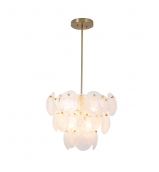 Lily 8 Light Chandelier, Brushed Brass with Wispy White Murano Style Glass-(AC12211BR)-Artcraft