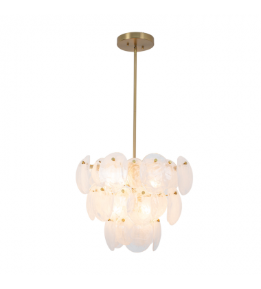 Lily 8 Light Chandelier, Brushed Brass with Wispy White Murano Style Glass-(AC12211BR)-Artcraft