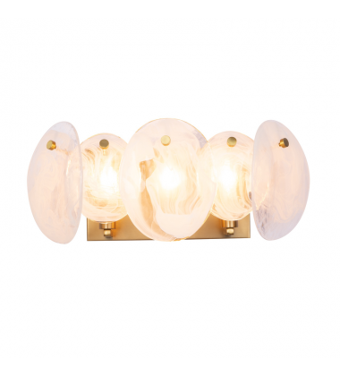 Lily 3 Light Bathroom Vanity, Brushed Brass with Wispy White Murano Style Glass-(AC12213BR)-Artcraft Lily 3 Light Bathroom Vanity, Brushed Brass with Wispy White Murano Style Glass-(AC12213BR)-Artcraft