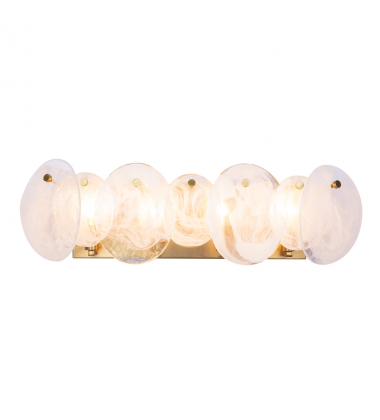 Lily 4 Light Bathroom Vanity, Brushed Brass with Wispy White Murano Style Glass-(AC12214BR)-Artcraft