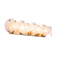 Lily 5 Light Bathroom Vanity, Brushed Brass with Wispy White Murano Style Glass-(AC12215BR)-Artcraft