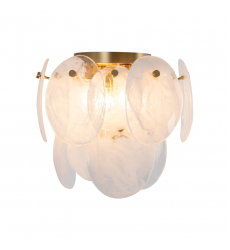 Lily 3 Light Semi Flush Mount, Brushed Brass with Wispy White Murano Style Glass-(AC12216BR)-Artcraft