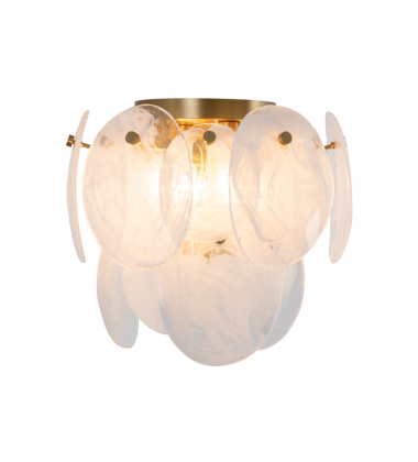 Lily 3 Light Semi Flush Mount, Brushed Brass with Wispy White Murano Style Glass-(AC12216BR)-Artcraft Lily 3 Light Semi Flush Mount, Brushed Brass with Wispy White Murano Style Glass-(AC12216BR)-Artcraft