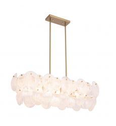 Lily 7 Light Island Light, Brushed Brass with Wispy White Murano Style Glass-(AC12217BR)-Artcraft