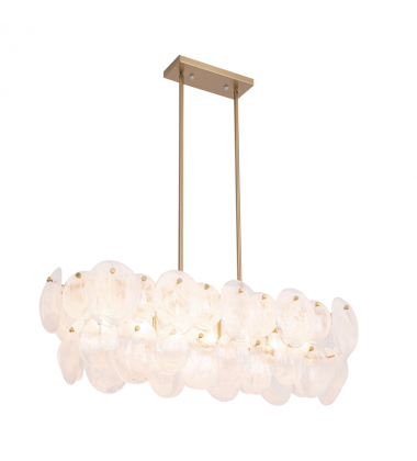 Lily 7 Light Island Light, Brushed Brass with Wispy White Murano Style Glass-(AC12217BR)-Artcraft