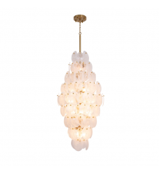 Lily 15 Light Chandelier, Brushed Brass with Wispy White Murano Style Glass-(AC12219BR)-Artcraft