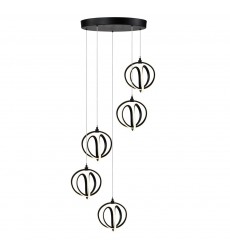  Rose 5 Light LED Chandelier Black-(AC6735BK)-Artcraft