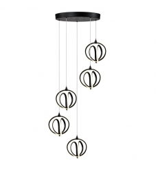  Rose 5 Light LED Chandelier Black-(AC6735BK)-Artcraft