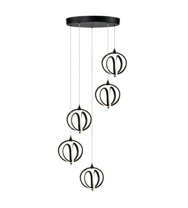 Rose 5 Light LED Chandelier Black-(AC6735BK)-Artcraft Rose 5 Light LED Chandelier Black-(AC6735BK)-Artcraft
