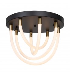  Cascata Collection 1-Light Flush Mount Black and Brushed Brass-(AC6811BK)-Artcraft