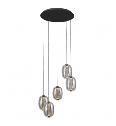 Vega Integrated LED Chandelier, Black with Dark Smoke Glassware-(AC6955SM)-Artcraft