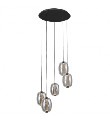 Vega Integrated LED Chandelier, Black with Dark Smoke Glassware-(AC6955SM)-Artcraft