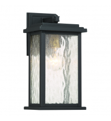 Estate 1 Light Outdoor Wall Sconce, Black, Brass with Rain Glassware-(AC9270BK)-Artcraft