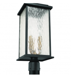 Estate 3 Light Outdoor Post Light, Black, Brass with Rain Glassware-(AC9273BK)-Artcraft