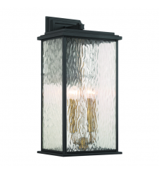 Estate 4 Light Outdoor Wall Sconce, Black, Brass with Rain Glassware-(AC9274BK)-Artcraft