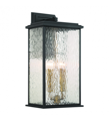 Estate 4 Light Outdoor Wall Sconce, Black, Brass with Rain Glassware-(AC9274BK)-Artcraft