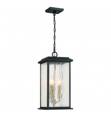 Estate 3 Light Outdoor Pendant, Black, Brass with Rain Glassware-(AC9275BK)-Artcraft