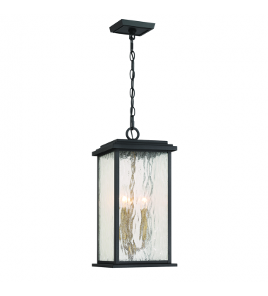 Estate 3 Light Outdoor Pendant, Black, Brass with Rain Glassware-(AC9275BK)-Artcraft Estate 3 Light Outdoor Pendant, Black, Brass with Rain Glassware-(AC9275BK)-Artcraft