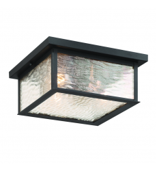 Estate 3 Light Outdoor Flush Mount, Black, Brass with Rain Glassware-(AC9276BK)-Artcraft