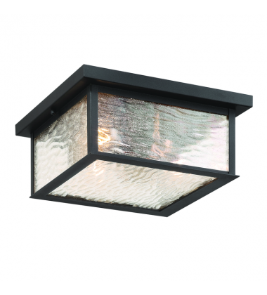 Estate 3 Light Outdoor Flush Mount, Black, Brass with Rain Glassware-(AC9276BK)-Artcraft Estate 3 Light Outdoor Flush Mount, Black, Brass with Rain Glassware-(AC9276BK)-Artcraft