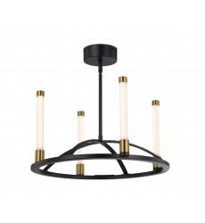  Infiniti Collection 4-Light Integrated LED Chandelier, Matte Black & Brass-(SC13084BB)-Artcraft