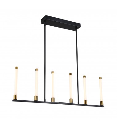  Infiniti Collection 6-Light Integrated LED Island Light, Matte Black & Brass-(SC13086BB)-Artcraft
