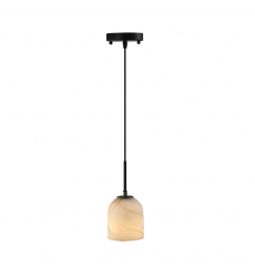 Crema 1 Light Pendant, Black, Brushed Brass with Alabaster style glass-(SC13371BB)-Artcraft