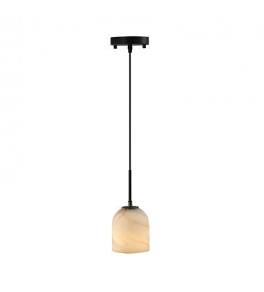 Crema 1 Light Pendant, Black, Brushed Brass with Alabaster style glass-(SC13371BB)-Artcraft Crema 1 Light Pendant, Black, Brushed Brass with Alabaster style glass-(SC13371BB)-Artcraft