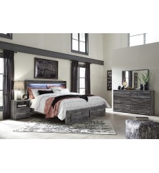 Ashley - Baystorm B221 Twin/Full/Queen/King Bed - Gray (option with bed storage, canopy post/beam)