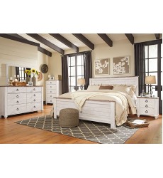 Ashley - Willowton B267 Twin/Full/Queen/King/Cal King Bed - Whitewash (Panel/Sleigh/Under Bed Storage)