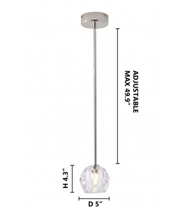  Polished Nickel Single Pendant Light (BDC02) - Bethel International